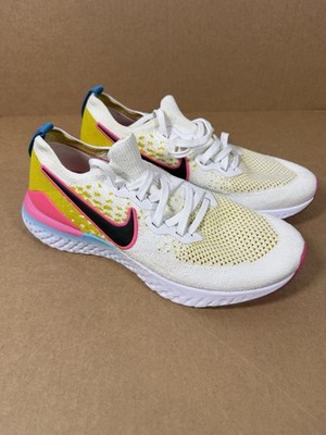 Nike Epic React Flyknit 2  White Black Pink Blast  Men s Size 9.5 Running Shoes