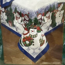 Tobin Home Fashions CHRISTMAS SNOWMAN Holiday Tablecloth 70” Round