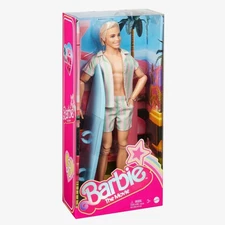 Ken Doll Wearing Pastel Striped Beach Matching Set Barbie The Movie NRFB #HPJ97.