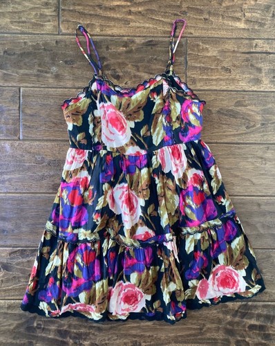 Urban Outfitters XS Sleeveless Floral Watercolor Print Mini Dress Babydoll
