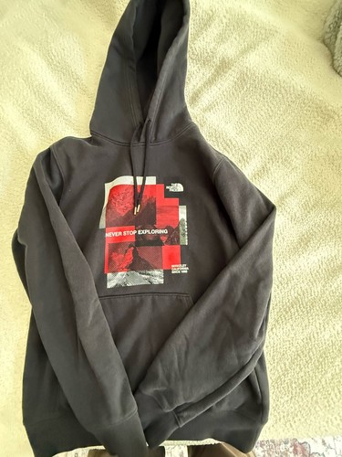 The North Face Hoodie Mens Small Pullover Sweatshirt Never Stop Exploring Black - Picture 1 of 17