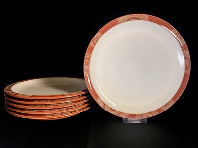 Denby Fire Chilli Dinner Plates - Rust & Tan - Set of 6 - Excellent Condition