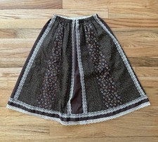 Vintage Little House Creations Floral Lace Skirt Patchwork Cottagecore Brown