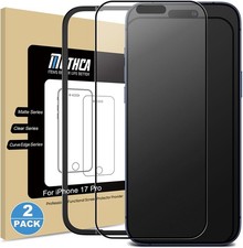2PCS Matte Glass Screen Protector for iPhone 17 Pro 6.3 Inch Anti-Glare Anti-Fin