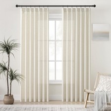 Pinch Pleated Curtain 84 Inch - 2 Panels Semi Sheer Linen Curtains with Hooks...