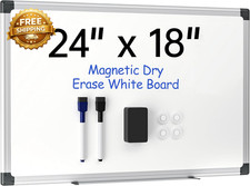 24" X 18" Magnetic Whiteboard for Wall Dry Erase Board with Silver Frame Hanging