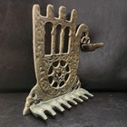 Vintage Judaica Brass Menorah  Hamsa  Jewish Hanukkah Hebrew  Hanukkah Polished — photo 2