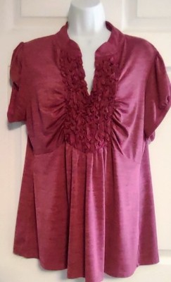 UNBRANDED Plum S/S Ruffled Top Women's Size 3X