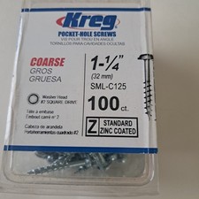 Kreg 100pk Vis à trous de poche 1-1/4" #2 entraînement carré grossier SML-C125-100