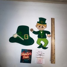 Handmade Glitter St. Patrick's Day Leprechaun and Hat Paper Wall Decor Set