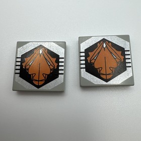 LEGO (2) 3068 Tile 2 x 2 Black And Orange UFO 6975 6979 6915 6836 6902 Zotaxian