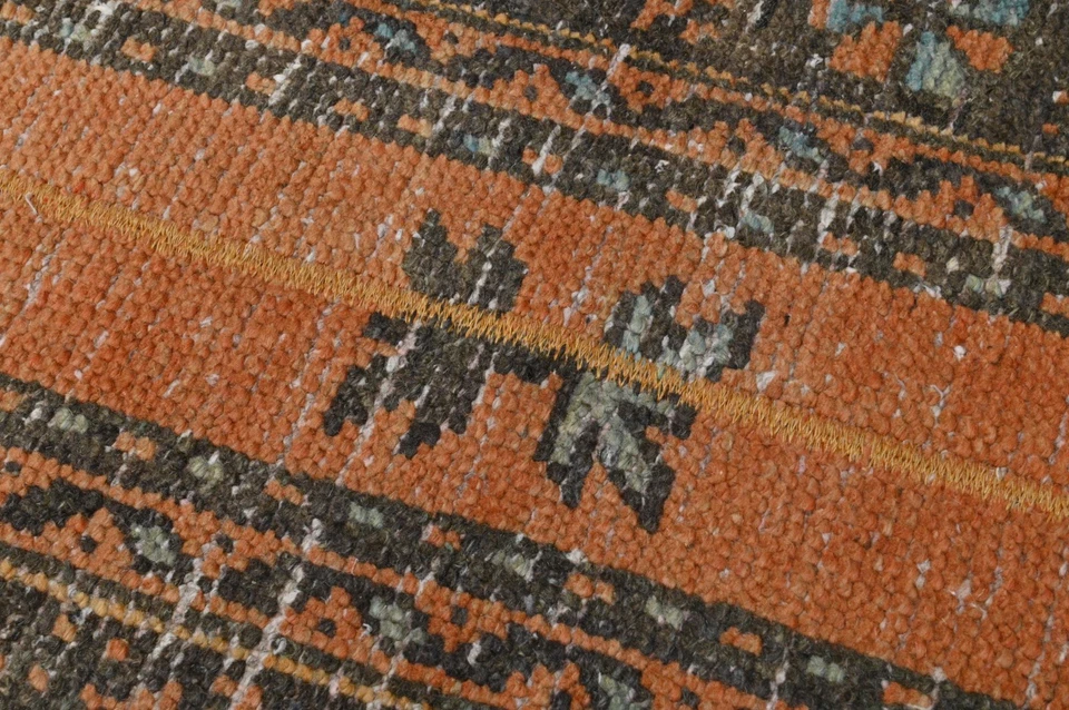 Vintage Turkish Runner Rug 2x9ft ORANGE Handmade Anatolian Oushak Hallway Wool - Image 4 of 4