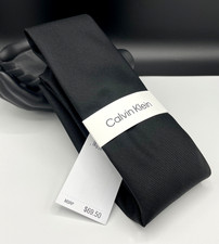 Calvin Klein Men's Silk Blend Tie ~ Black ~ Silver Spun Solid ~ NEW MSRP: $69.50