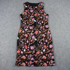 White House Black Market Dress Womens 8 Black Floral Jacquard Sheath Knee Length