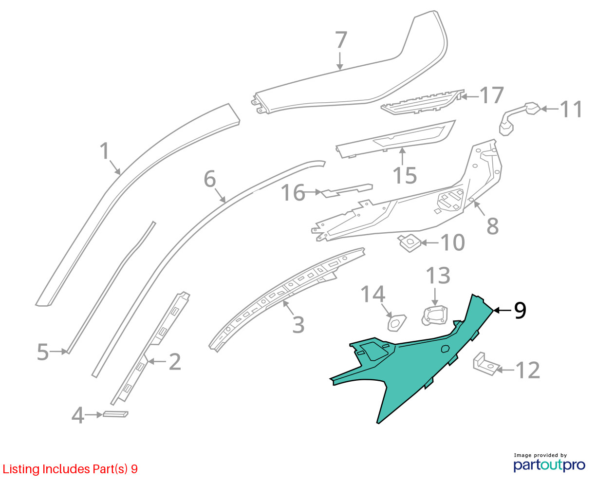 2014-2020 BMW i8 I12 Rear Right Exterior Body C-Pillar Trim Panel OEM *NOTE*