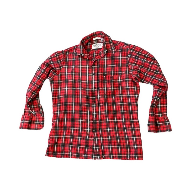 Vintage 1990s Northwest Territory Red Cotton Plaid Flannel Button-Up Shirt M