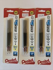Pentel EnerGel Liquid Gel Pen Refill Black EXTRA FINE 0.3mm LRN3 Lot of 3 NEW