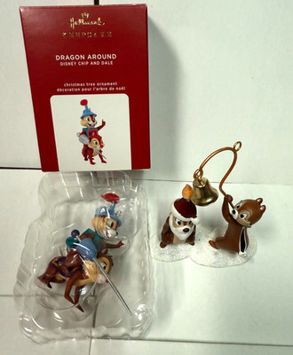 Lot 2 Chip N Dale Ornaments - Sketchbook Little Mischief & Hallmark 2020 Dragon