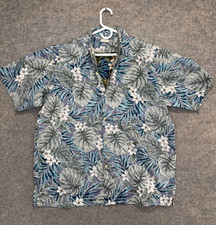Vintage Go Barefoot Reverse Print Hawaiian Shirt Mens Large Floral Tropical USA