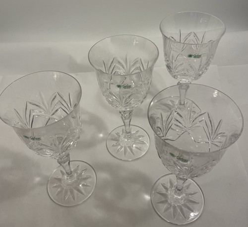 Vtg Set of 4 GALWAY IRISH Crystal 7 5/8" Wine Stems original Sticker and box - Picture 4 of 8