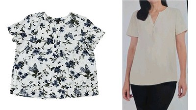  Hilary Radley Ladies' Short Sleeve V-Neck Blouse