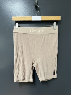 Comfrt Women's Size M Tan Ribbed Shorts Elastic Waist