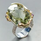 Jewelry gem 38ct Natural Green Amethyst Ring 925 Sterling Silver Size 8 /R448817