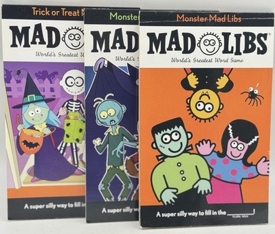 Monster Mash and Trick or Treat Mad Libs: World's Greatest Word Game LOT of 3