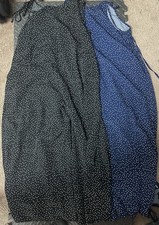 Shein Lot Of 2 Womens Black White Blue Polka Dot Dress Size L Large Tie Back
