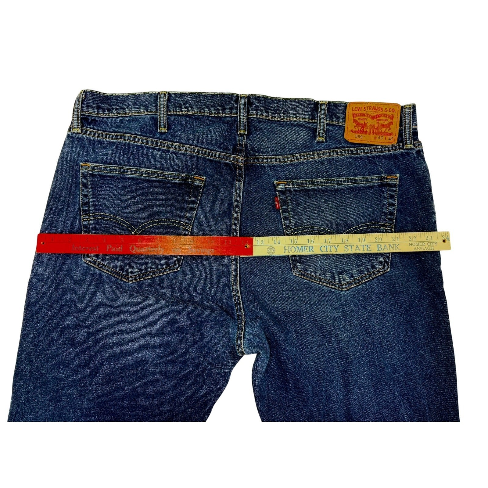 Levis 559 Men's Blue Jeans W40 x L32 Straight Leg Med wash Denim Cotton Spandex thumbnail 13