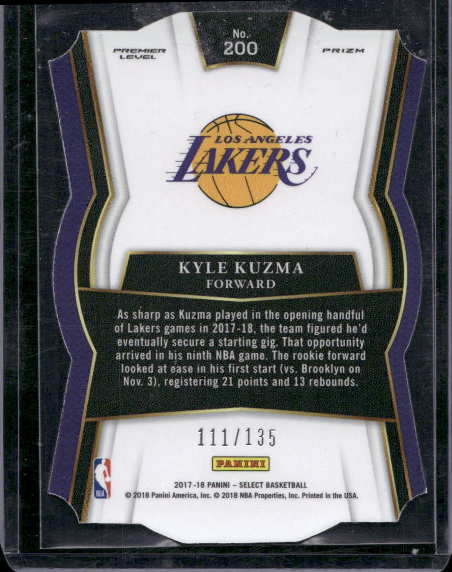 2017-18 Panini Select #200 Kyle Kuzma Red Prizms Die Cut #/135