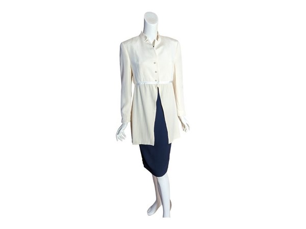 Women Escada Blazer Beige Silk 38 #7O5M