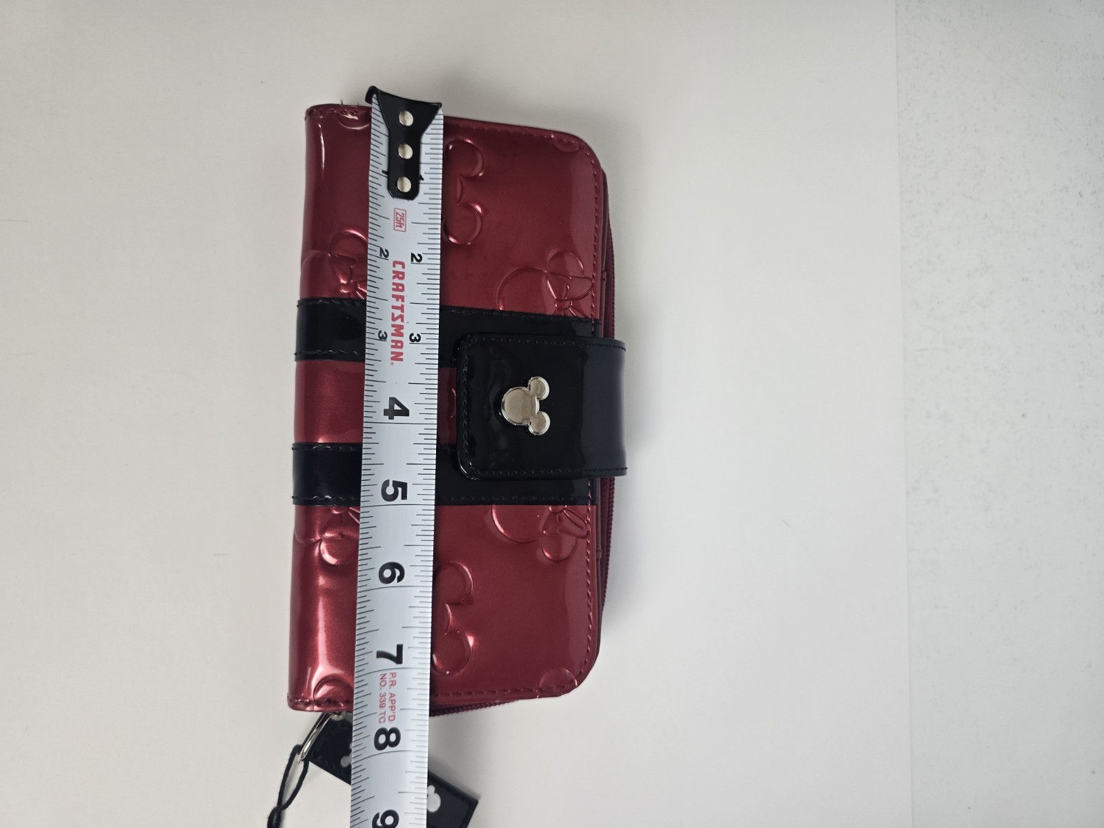 Rare NWT Disney Parks Loungefly Minnie Love Mickey Embossed Zip Wallet Red/Black image 8