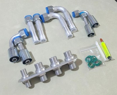 A/C & Heater Hose Firewall Bulkhead & Fitting Kit 4 Port In-Line for Std Hoses