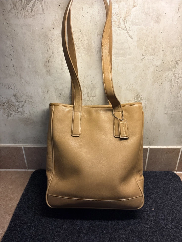 Vtg Coach Hampton Tote Bag Tan Leather Preppy Quiet Luxury 7776 Old Money - Image 2 of 4