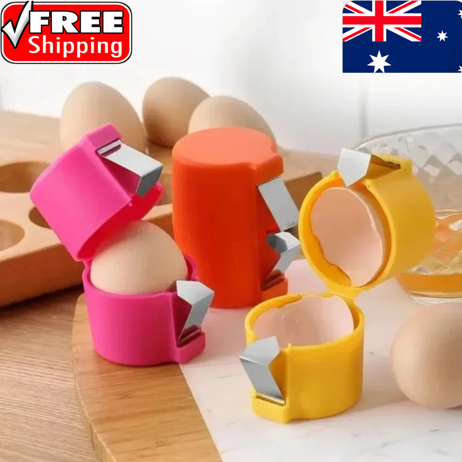 3PCS Egg Shell Opener Egg Cracker Separator Handheld Easy Breaker Kitchen Gadget
