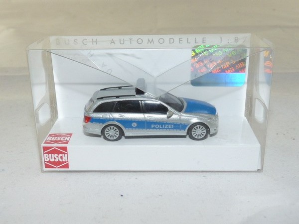 Busch 43664 Mercedes-Benz C-Klasse T-Modell Polizei ThüRingen 1:87 Neu + Ovp-image