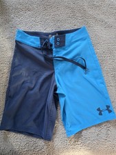 Shorts Boys 26 Blue Navy HeatGear Boardshort Swim Trunks Colorblock Under Armour