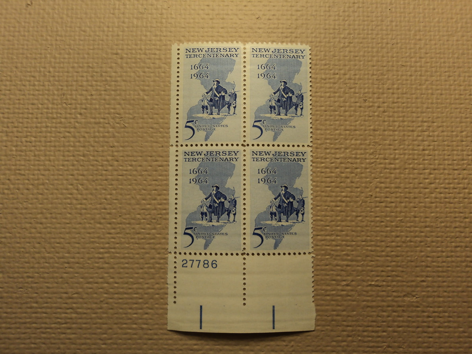 USPS Scott 1247 5c New Jersey Tercentenary 1664-1964 Mint NH Plate Block