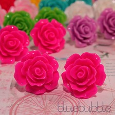 LARGE VINTAGE CARVED 22mm ROSE EARRINGS WEDDING FAVOUR BRIDE BRIDESMAID PROM UK