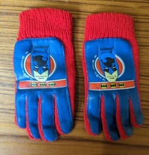 Vintage 1982 Batman DC Comics Blue Just 4 Kids Gloves Knit and Faux Leather