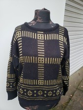 Vintage Kate Collins Women's M Sweater Acrylic Black and Gold Beautiful USA