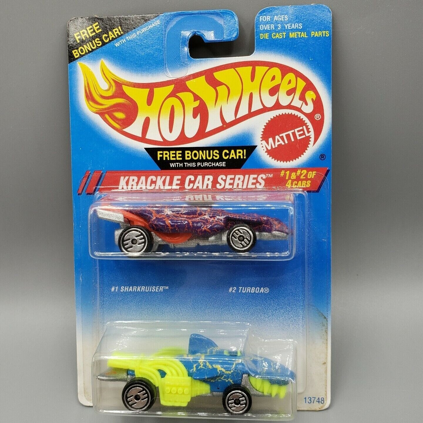 Hot Wheels 1994 Bonus Car Krackle Car Series 1 & 2 of 4 Cars Mattel