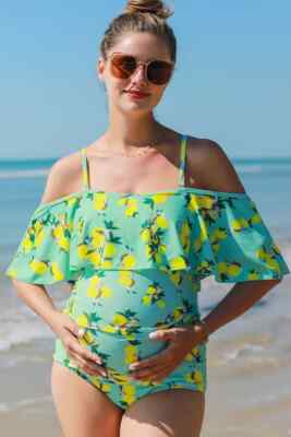 Summer Mae Off The Shoulder Maternity Bathing Suit Size SMALL