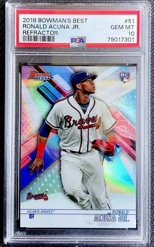 GEM MT PSA 10 RONALD ACUNA JR RC REFRACTOR 2018 Bowmans Best Atl Braves ROY-MVP!