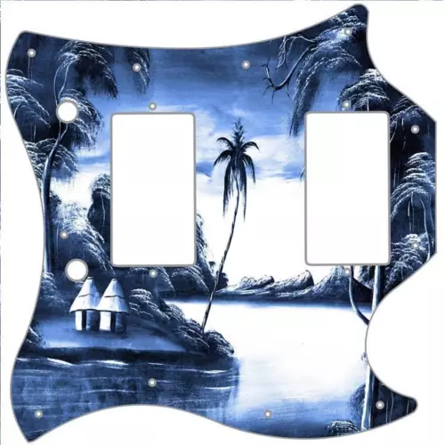 SG Standard Pickguard Custom Gibson Graphic Graphical Guitar Tikki Huts Blue