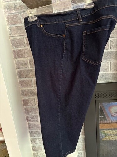 D.Jeans Womens Plus Size 20W Dark Wash Blue Stretch Denim Mid Rise Cropped