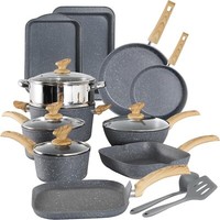 17-Teiliges Kochgeschirr-Set Granitbeschichtete Antihaft TöPfe Und Pfannen Sets.