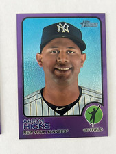 AARON HICKS 2022 Topps Heritage High Number PURPLE CHROME Hot Box #715
