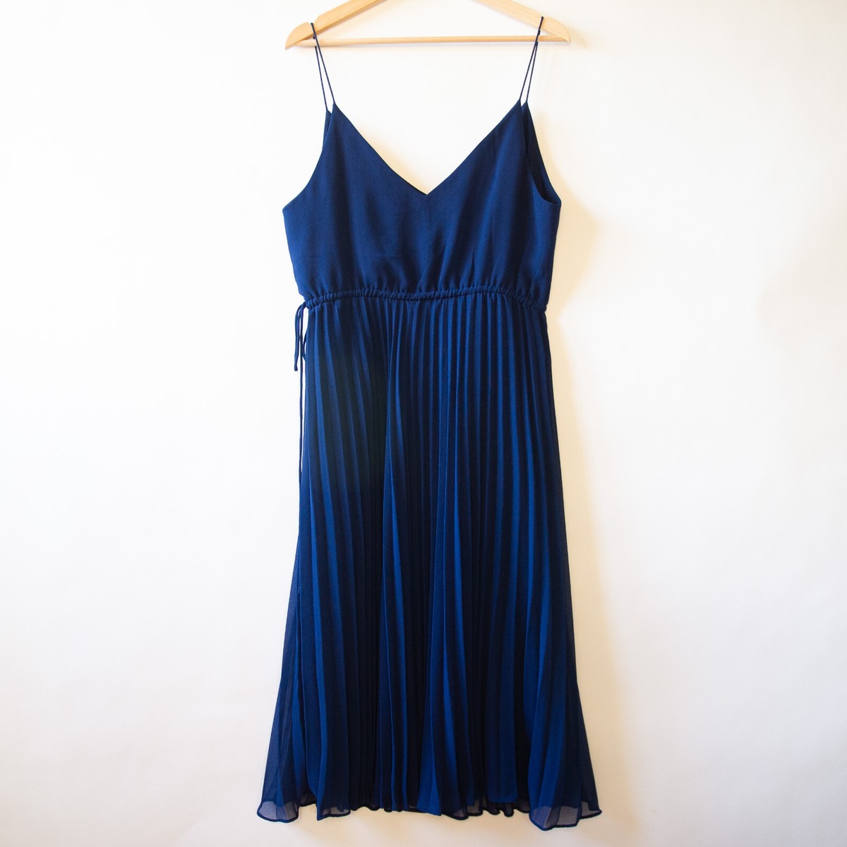 white christmas dresses Rent ASOS EDITION Fine Lace Cami Maxi Dress With Drape Detail In Dark Blue main image 0